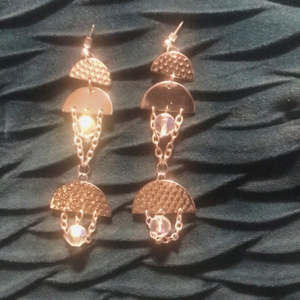 love, Savvy Handcrafted Silvertone with Chains & Crystal Beads
